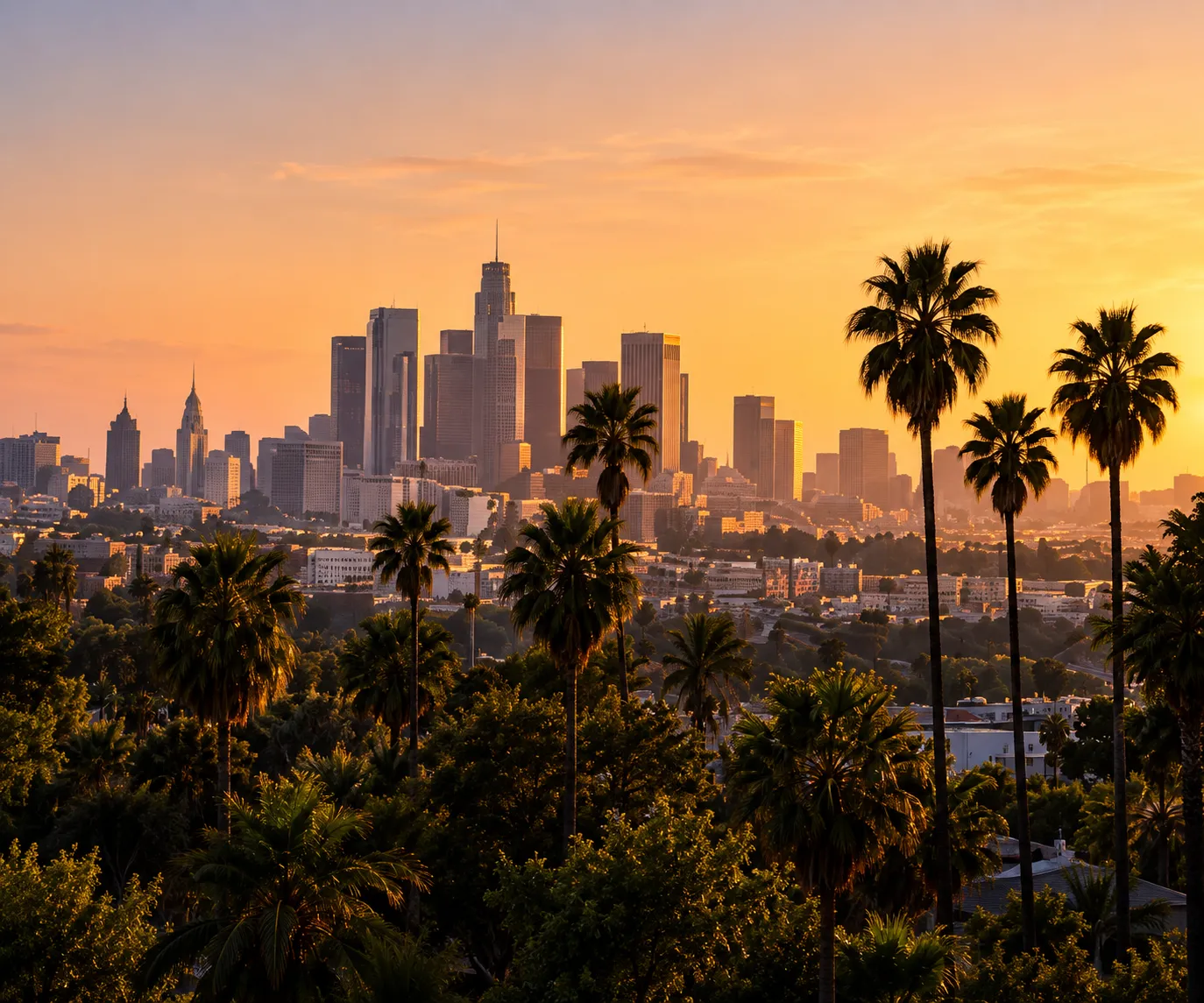 Los Angeles skyline celebrating Empire Auto's Global Prestige Award recognition